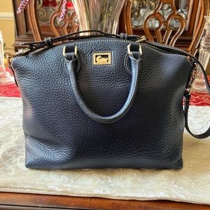 Vintage Dooney & Bourke Navy Blue Leather Satchel